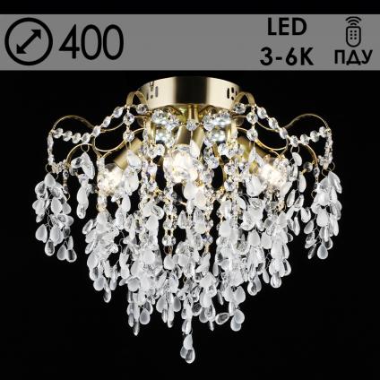 Люстра E2667/4+4 COP медь/хрусталь 4х60W Е27+4xW LED ПДУ d400 h330, 24